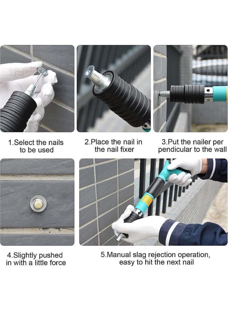 Manual wall-mounted confirmer with 5 power adjustment gears, includes 20 nails, clear hand gun for concrete, brick, wood, and steel - Image 2